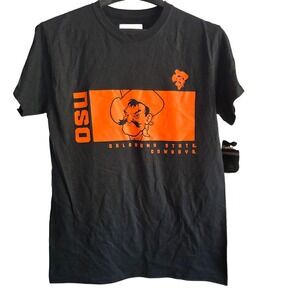 Oklahoma State Cowboys OSU Mascot Graphic T Shirt Mens Small Black Orange‎